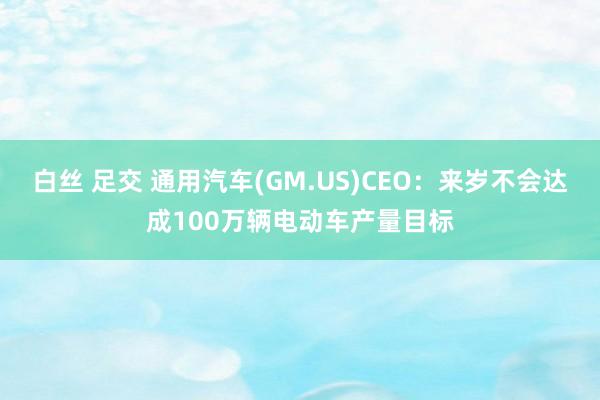 白丝 足交 通用汽车(GM.US)CEO：来岁不会达成100万辆电动车产量目标