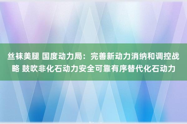 丝袜美腿 国度动力局：完善新动力消纳和调控战略 鼓吹非化石动力安全可靠有序替代化石动力